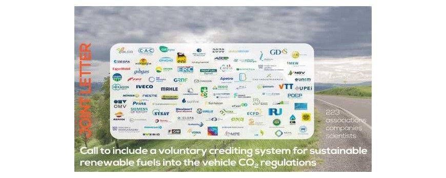 Appello per inserire un sistema di credito volontario per i combustibili rinnovabili e sostenibili, normativa CO2 dei veicoli